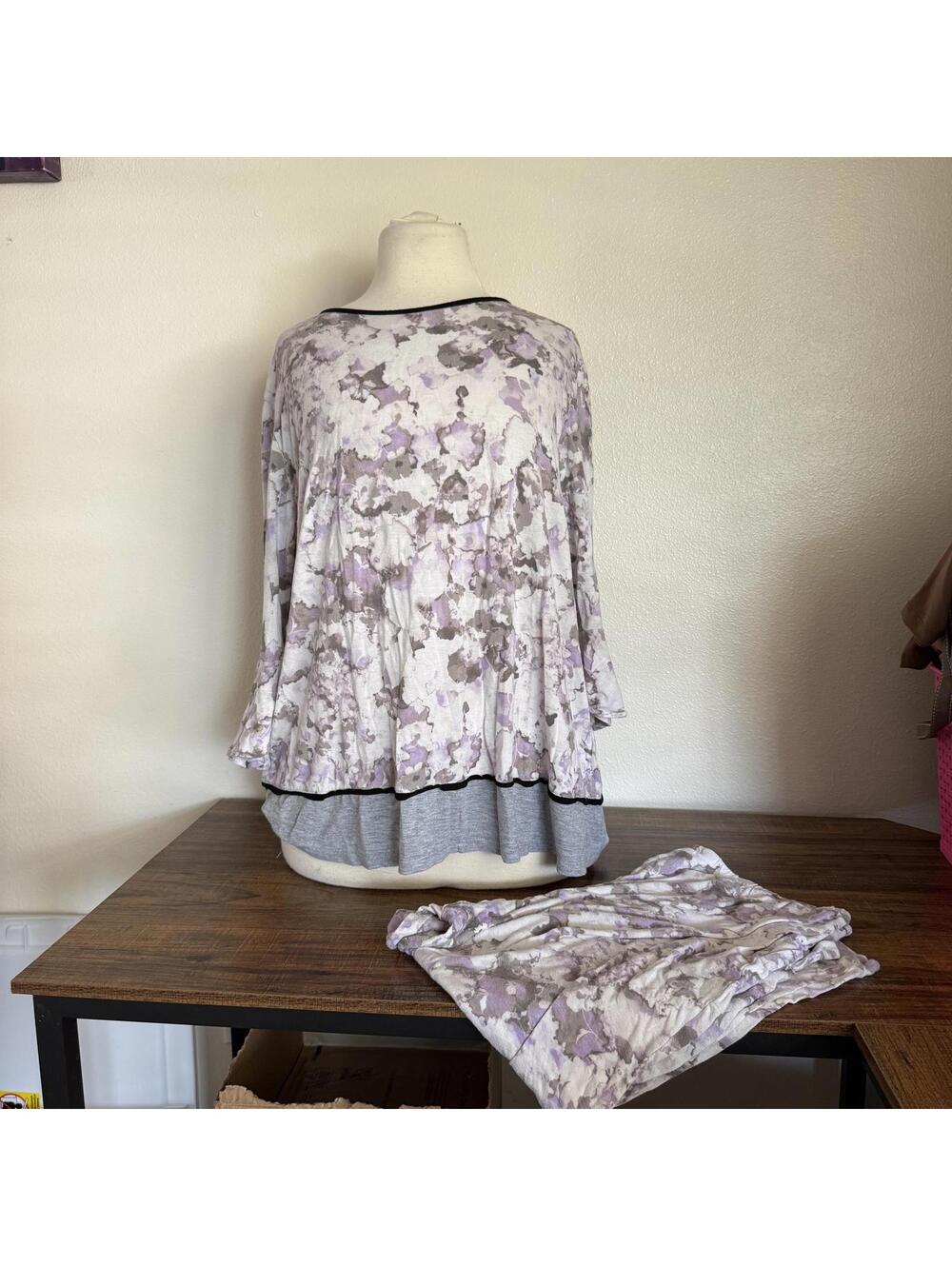 Simply Vera Vera Wang XL Long Sleeve Floral Print Pajama Set